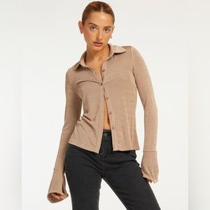 Motel Rocks Tan Button Up Top